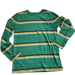 Cat & Jack Green Shirt with Yellow and White Stripes boys medium 8/10